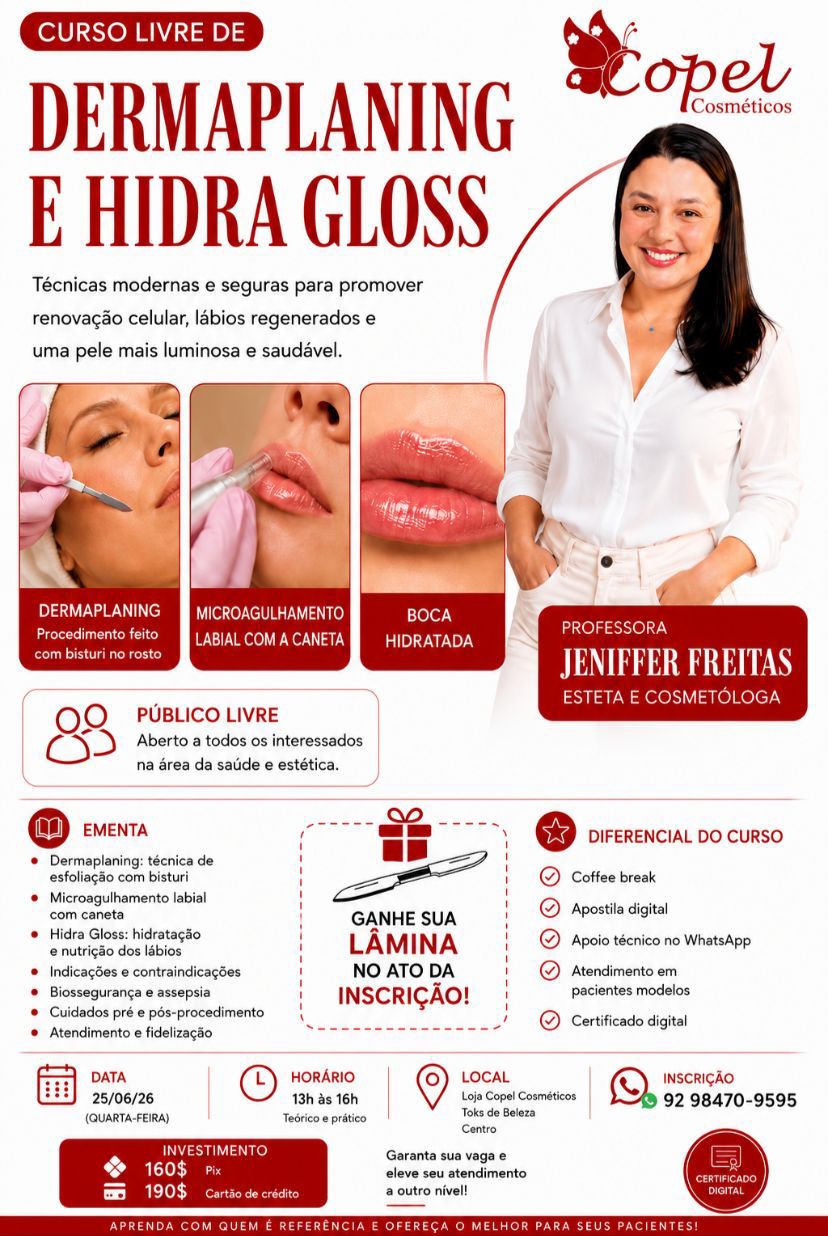 Curso Livre de Dermaplaning e Hidra Gloss